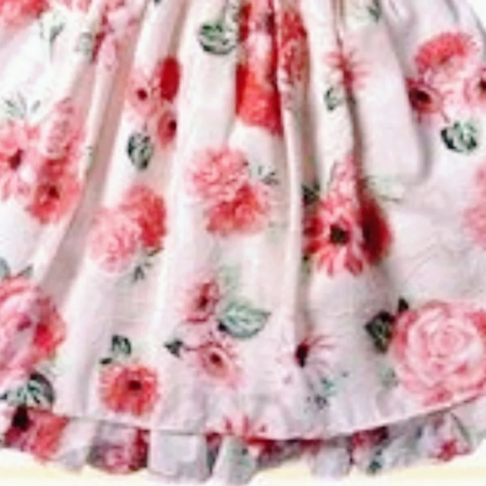 Chasing fireflies Mia & mimi pink floral flowers ruffle bows spring dress 5 5T - Picture 3 of 7